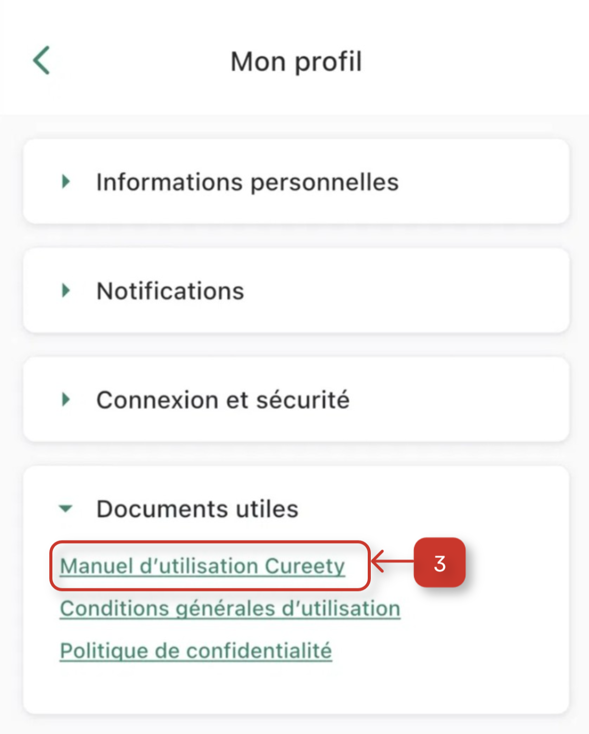 User Profile Screen in French for Cureety App.png