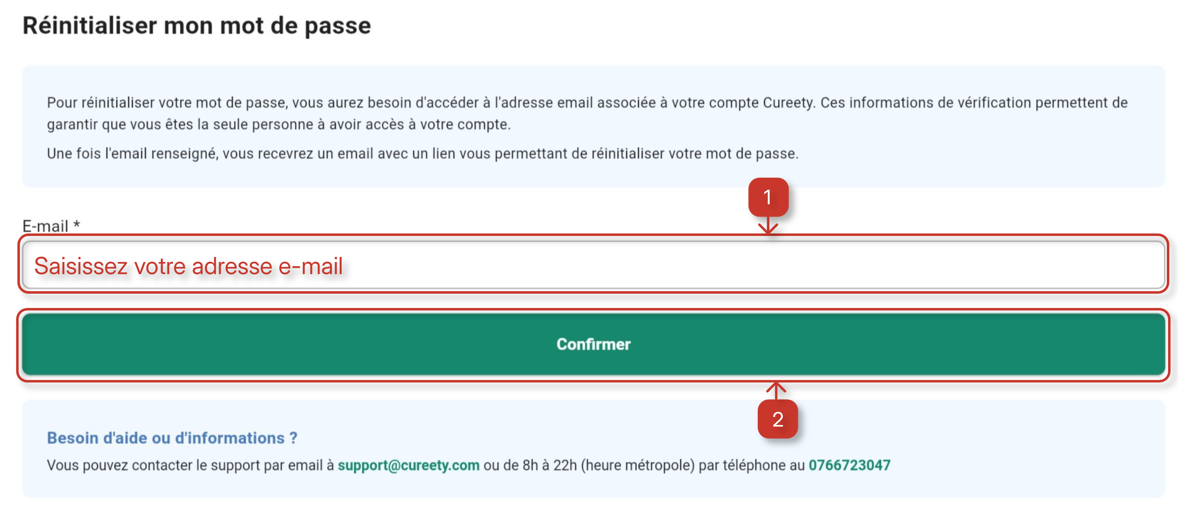 Password Reset Interface with Email Field and Support Information.png
